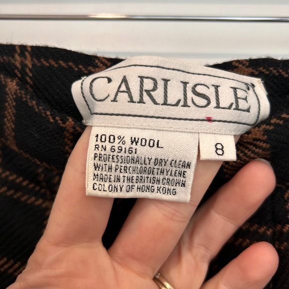 Vintage Carlisle Plaid 100% Wool Midi Skirt Size 8 Preppy Old Money Heritage - Picture 3 of 8